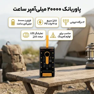 پاوربانک 22.5 وات لیتو مدل LP-50 ظرفیت 20000 میلی‌آمپرساعت