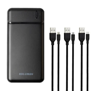 پاوربانک کلومن مدل KP-017 ظرفیت 20000 میلی آمپر ساعت به همراه کابل MICROUSB / USB-C/ لایتنینگ