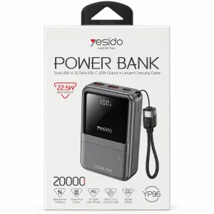 پاور بانک 22.5 وات یسیدو مدل YP96 PD ظرفیت 20000 میلی آمپر ساعت
