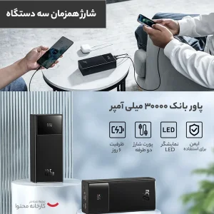 پاوربانک بیسوس مدل Star-Lord digital display  ظرفیت 30000 میلی آمپر ساعت