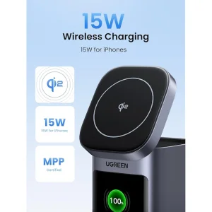 پاور بانک بی سیم 145 وات یوگرین مدل 35527 ظرفیت 20000 میلی آمپر ساعت همراه با کابل USB-C