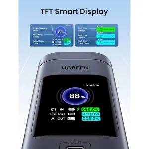 پاور بانک بی سیم 145 وات یوگرین مدل 35527 ظرفیت 20000 میلی آمپر ساعت همراه با کابل USB-C