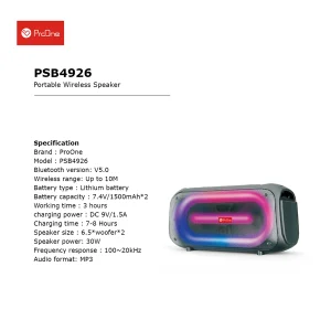 اسپیکر بلوتوثی قابل حمل پرووان مدل PSB4926