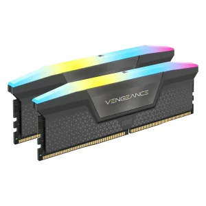 رم دسکتاپ DDR5 کورسیر مدل VENGEANCE RGB ظرفیت 64 گیگابایت دو کاناله 6000 مگاهرتز CL40 با هیت‌سینک خنک‌کننده و ماژول U-DIMM دو عدد 32 گیگابایتی