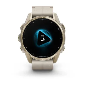 ساعت هوشمند گارمین مدل Fenix 8 - 43mm AMOLED، مناسب برای ورزش، نمایش میزان ضربان قلب، کنترل سطح اکسیژن خون، بند سیلیکون