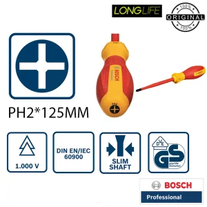 پیچ گوشتی چهارسو بوش مدل عایق دار فشار قوی کد 1600A02NB9-PRO 1000 V سایز 125 میلی متر
