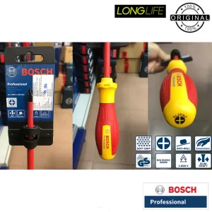 پیچ گوشتی چهارسو و دوسوی بوش مدل عایق دار فشار قوی کد 1600A02ND5-PH2/SL 1000 V سایز 125 میلی متر