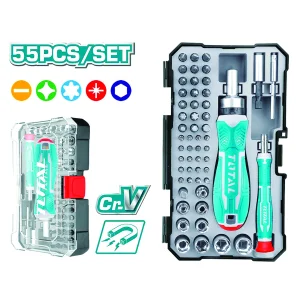 پیچ گوشتی و سری پیچ گوشتی و بکس توتال مدل TACSD30556 مجموعه 55 عددی
