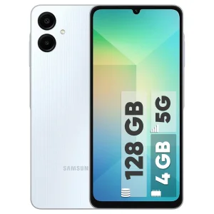 گوشی سامسونگ Galaxy A06 5G دو سیم کارت 128 گیگابایت و رم 4 گیگابایت - به همراه  به همراه شارژر 25 وات سامسونگ، 2 عدد کاور و 1 عدد محافظ صفحه نمایش
