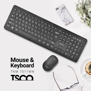 کیبورد و ماوس بی سیم تسکو مدل TKM 7011WN سوئیچ ممبران، Full-Size