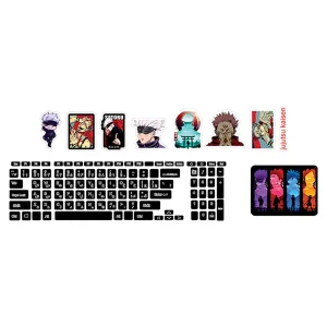 استیکر لپ تاپ توییجین و موییجین طرح Jujutsu Kaisen کد 03 مناسب برای لپ تاپ 15.6 اینچ به همراه برچسب حروف فارسی کیبورد