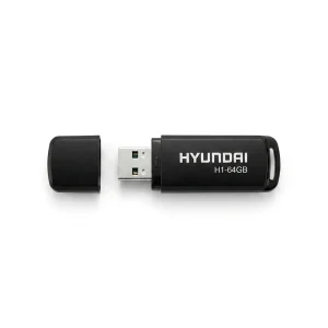 فلش مموری هیوندای مدل H1 ظرفیت 64GB با رابط USB 3.2، سرعت خواندن 100MB/s، سرعت نوشتن 30MB/s، مقاوم در برابر گرد و غبار و ضد لک، مجهز به درپوش محافظ و شیار اتصال بند