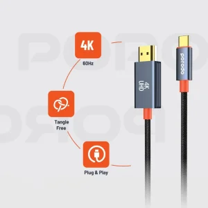 کابل تبدیل HDMI به USB-C پرودو مدل Woven Braided طول 2 متر