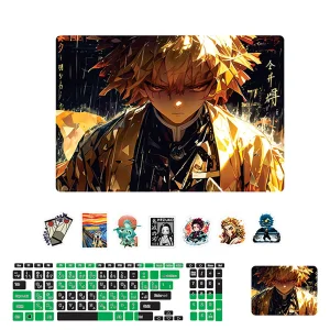 استیکر لپ تاپ توییجین و موییجین طرح demon slayer کد 03 مناسب برای لپ تاپ 15.6 اینچ به همراه برچسب حروف فارسی کیبورد
