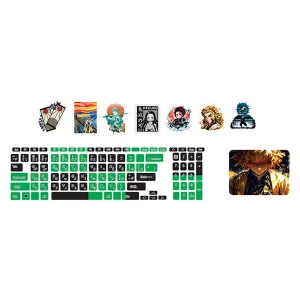 استیکر لپ تاپ توییجین و موییجین طرح demon slayer کد 03 مناسب برای لپ تاپ 15.6 اینچ به همراه برچسب حروف فارسی کیبورد