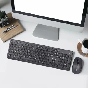 کیبورد و ماوس هترون مدل HKC215، سوییچ ممبران، Full-size