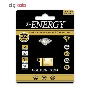 فلش مموری 32 گیگابایت ایکس انرژی مدل GOLDEN GEM-B سازگار با ویندوز، مک و لینوکس