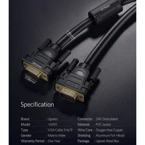 کابل VGA یوگرین مدل VG101-11632 طول 5 متر
