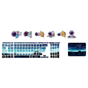 استیکر لپ تاپ توییجین و موییجین طرح Space  کد 163 مناسب برای لپ تاپ 15.6 اینچ به همراه برچسب حروف فارسی کیبورد