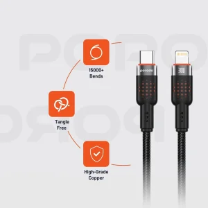 کابل تبدیل USB-C به لایتنینگ پرودو مدل Braided طول 1.2 متر