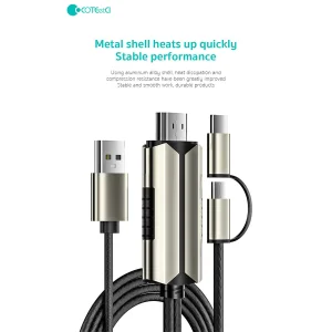 کابل تبدیل HDMI به USB-C/MicroUSB کوتتسی مدل 33023 طول 2 متر