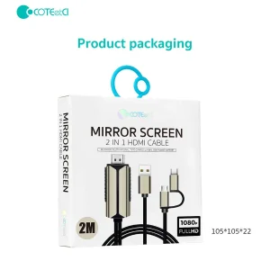 کابل تبدیل HDMI به USB-C/MicroUSB کوتتسی مدل 33023 طول 2 متر