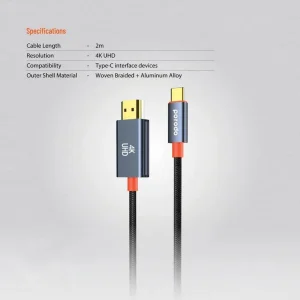 کابل تبدیل HDMI به USB-C پرودو مدل CBL0016 طول 2 متر