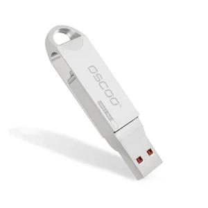 فلش مموری دو سر اتصال اوسکو مدل CU-002 ظرفیت 64 گیگابایت با پورت USB 3.1 و تایپ سی، بدنه فلزی چرخشی 360 درجه، مقاوم در برابر ضربه، شوک و گرد و غبار، سازگار با ویندوز، اندروید، مک و لینوکس