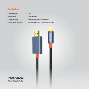 کابل تبدیل لایتنینگ به HDMI پرودو مدل CBL0017 طول ۲ متر