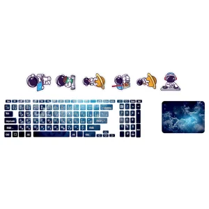 استیکر لپ تاپ توییجین و موییجین طرح Space  کد 156 مناسب برای لپ تاپ 15.6 اینچ به همراه برچسب حروف فارسی کیبورد