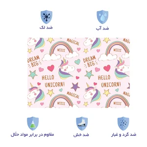 استیکر لپ تاپ توییجین و موییجین طرح یونیکورن کد 16 مناسب برای لپ تاپ 15.6 اینچ به همراه برچسب حروف فارسی کیبورد