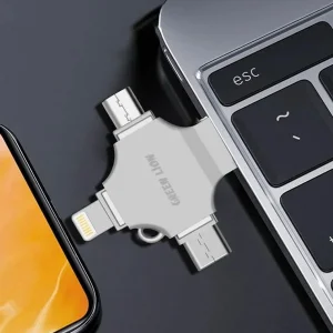 فلش مموری گرین لاین مدل FD-4 IN 1 ظرفیت 128 گیگابایت با رابط microUSB و USB و USB-C و لایتنینگ
