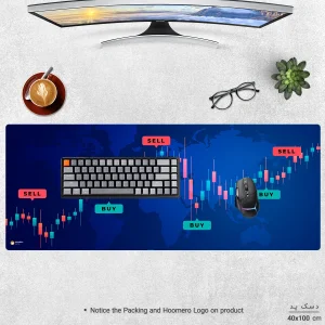 ماوس پد هومرو مدل HX277 طرح فارکس و ترید سایز 40x100 سانتی‌متر