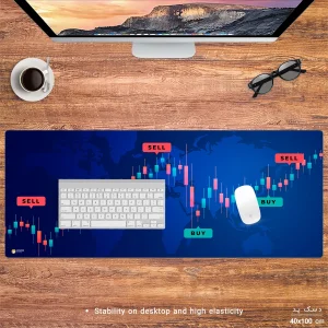 ماوس پد هومرو مدل HX277 طرح فارکس و ترید سایز 40x100 سانتی‌متر