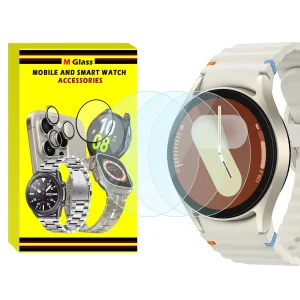 محافظ صفحه نمایش شیشه‌ای ام‌گلس مدل Glass-MG مناسب برای ساعت هوشمند سامسونگ Galaxy Watch 7 40mm بسته سه عددی