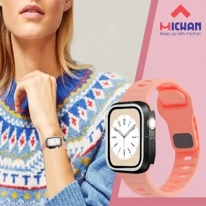 بند میچان مدل Silicone Sport مناسب برای اپل واچ 40/41 میلی متری سری SE/SE2/SE3/4/5/6/7/8/9 به همراه کاور