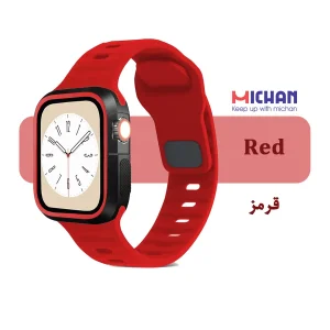 بند میچان مدل Silicone Sport مناسب برای اپل واچ 40/41 میلی متری سری SE/SE2/SE3/4/5/6/7/8/9 به همراه کاور