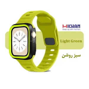 بند میچان مدل Silicone Sport مناسب برای اپل واچ 40/41 میلی متری سری SE/SE2/SE3/4/5/6/7/8/9 به همراه کاور