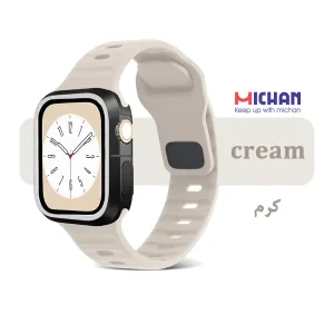 بند میچان مدل Silicone Sport مناسب برای اپل واچ 40/41 میلی متری سری SE/SE2/SE3/4/5/6/7/8/9 به همراه کاور
