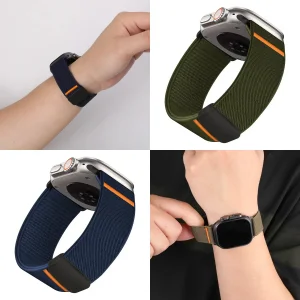بند آلتیمیت شیلد مدل Fabric Mag Elastic مناسب برای اپل واچ 42/44/45/49 میلی متری سری Se/1/2/3/4/5/6/7/8/9/Ultra/Ultra2/Ultra3