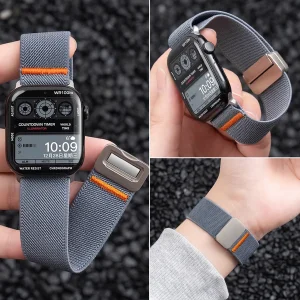 بند آلتیمیت شیلد مدل Fabric Mag Elastic مناسب برای اپل واچ 42/44/45/49 میلی متری سری Se/1/2/3/4/5/6/7/8/9/Ultra/Ultra2/Ultra3