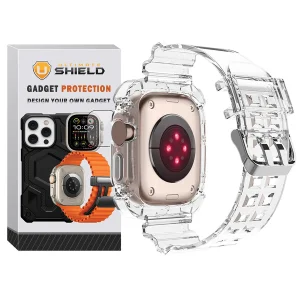 بند آلتیمیت شیلد مدل Transparent Shock مناسب برای اپل واچ 49 mm سری Ultra به همراه کاور