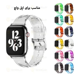 بند آلتیمیت شیلد مدل Transparent Silicone مناسب برای اپل واچ سری 1/2/3 سایز 38mm