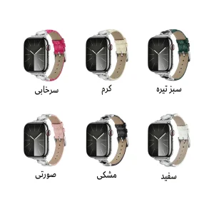 بند آکوآرا مدل Van Cleef Leather SL مناسب برای اپل واچ 44/45/46/49 میلیمتری سری SE1/SE2/SE3/4/5/6/7/8/9/10/11/Ultra/Ultra2/Ultra3