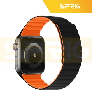 بند اسپریگ مدل magnetic silicon dual color مناسب برای اپل واچ سری 1/2/3/4/5/6/7/8/SE/ULTRA سایز 42/44/45/49 میلی متری