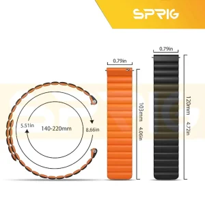 بند اسپریگ مدل magnetic silicon dual color مناسب برای اپل واچ سری 1/2/3/4/5/6/7/8/SE/ULTRA سایز 42/44/45/49 میلی متری