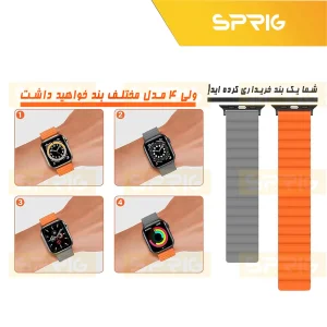 بند اسپریگ مدل Silicone Magnetic Link GRY مناسب برای اپل واچ سری 7/8/9 سایز 45 میلی متری