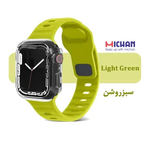 بند میچان مدل Silicone Sport مناسب برای اپل واچ 46 میلی متری سری 10/11 به همراه کاور