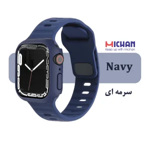 بند میچان مدل Silicone Sport مناسب برای اپل واچ 46 میلی متری سری 10/11 به همراه کاور