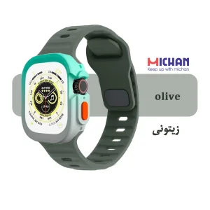بند میچان مدل Silicone Sport مناسب برای اپل واچ 49 میلی متری سری ULTRA1/ULTRA2/ULTRA3 به همراه کاور